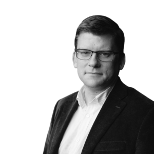 Black and white photo of Ryan Powers